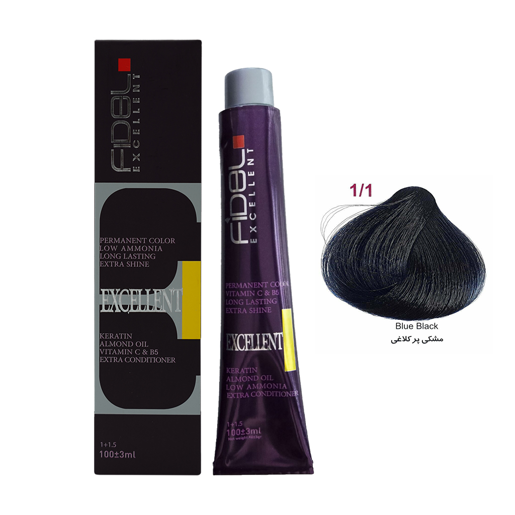 رنگ مو فیدل مشکی پرکلاغی شماره 1.1 حجم 100 میل