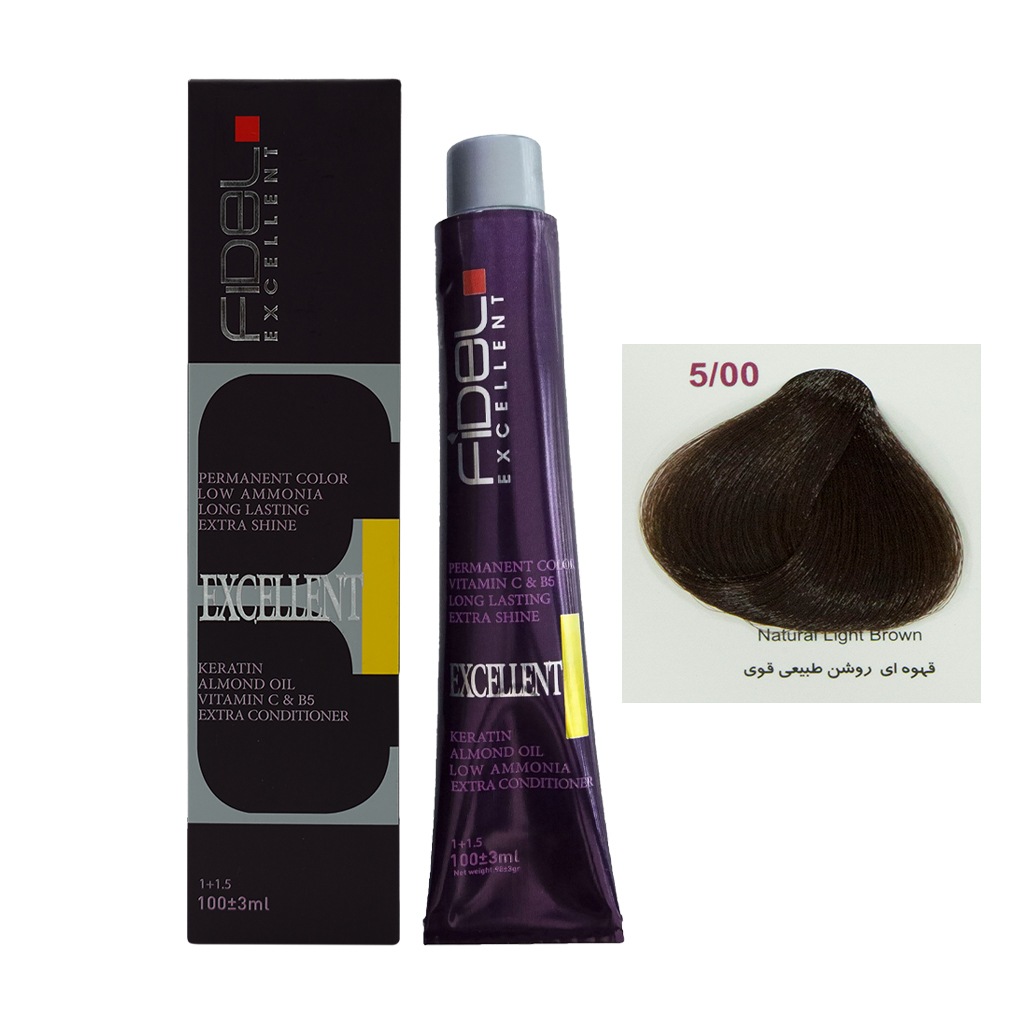 رنگ مو فیدل قهوه ای روشن طبیعی قوی شماره 5.00 حجم 100 میل