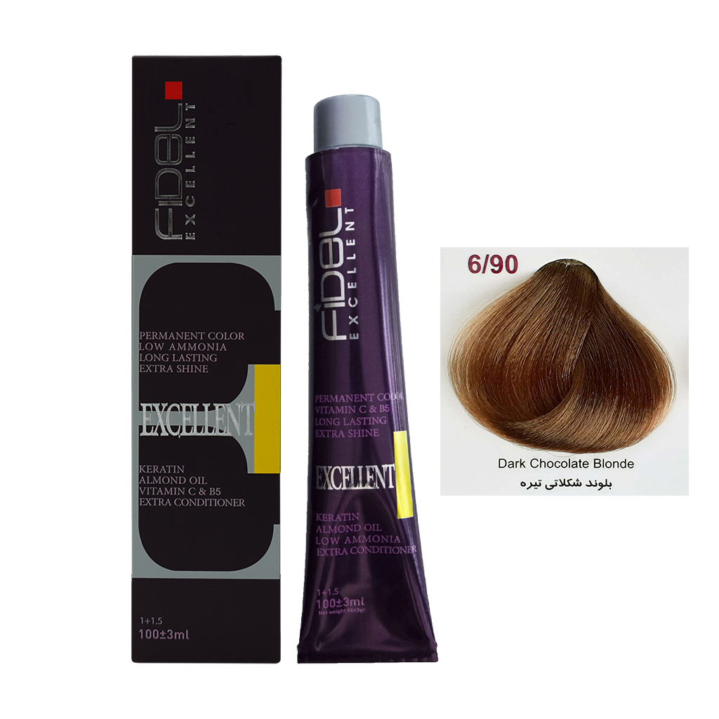 رنگ مو فیدل بلوند شکلاتی تیره شماره 6.90 حجم 100 میل