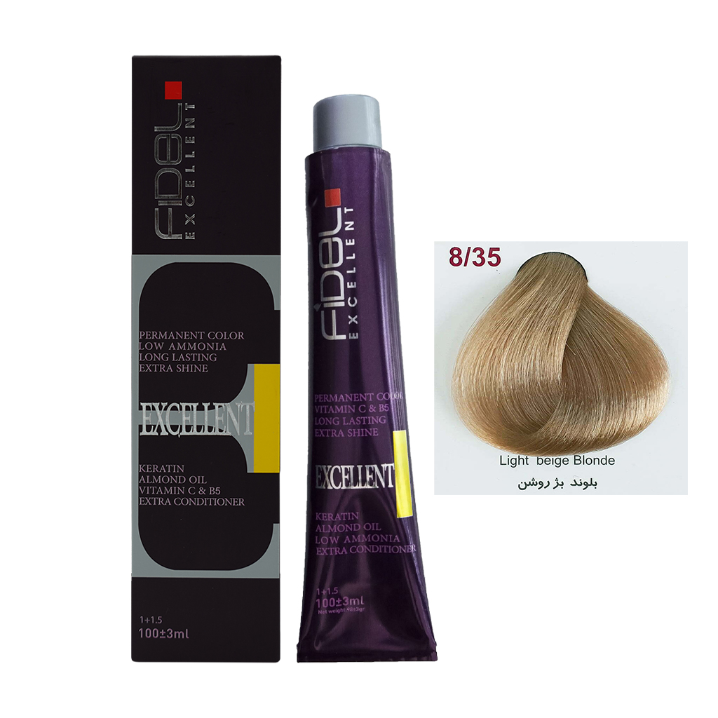 رنگ مو فیدل شماره 8.35 بلوند بژ روشن حجم 100 میل